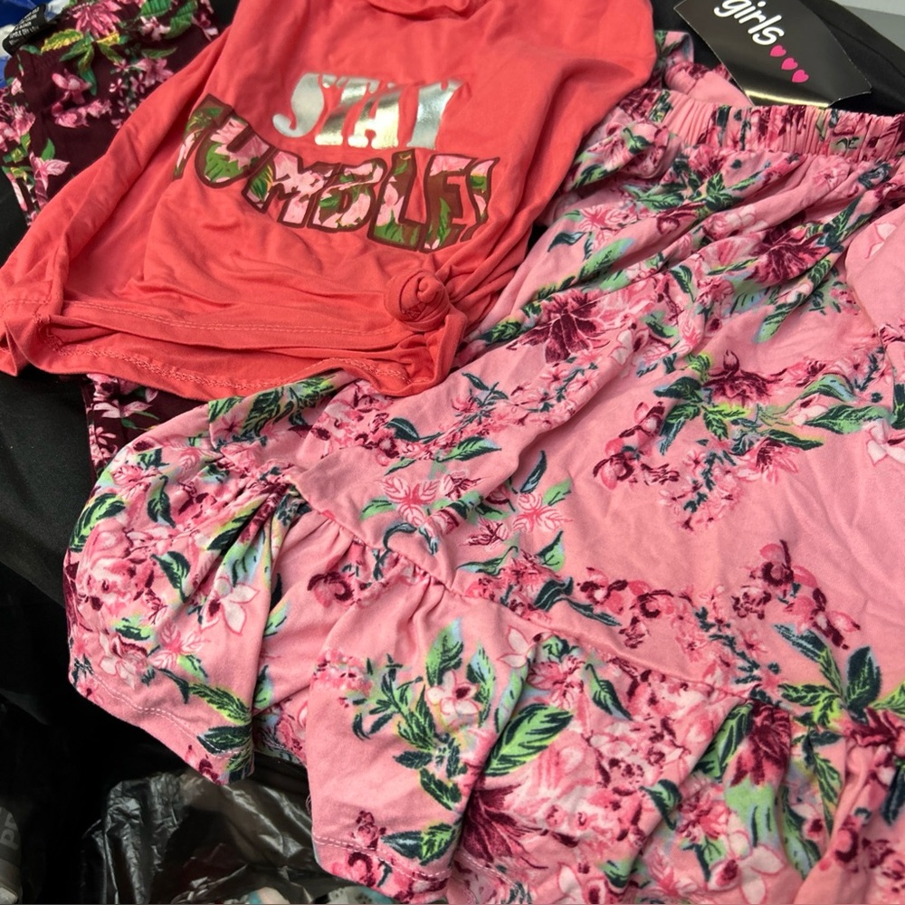 The Girls Coral and Pink Floral Kids Matching Set